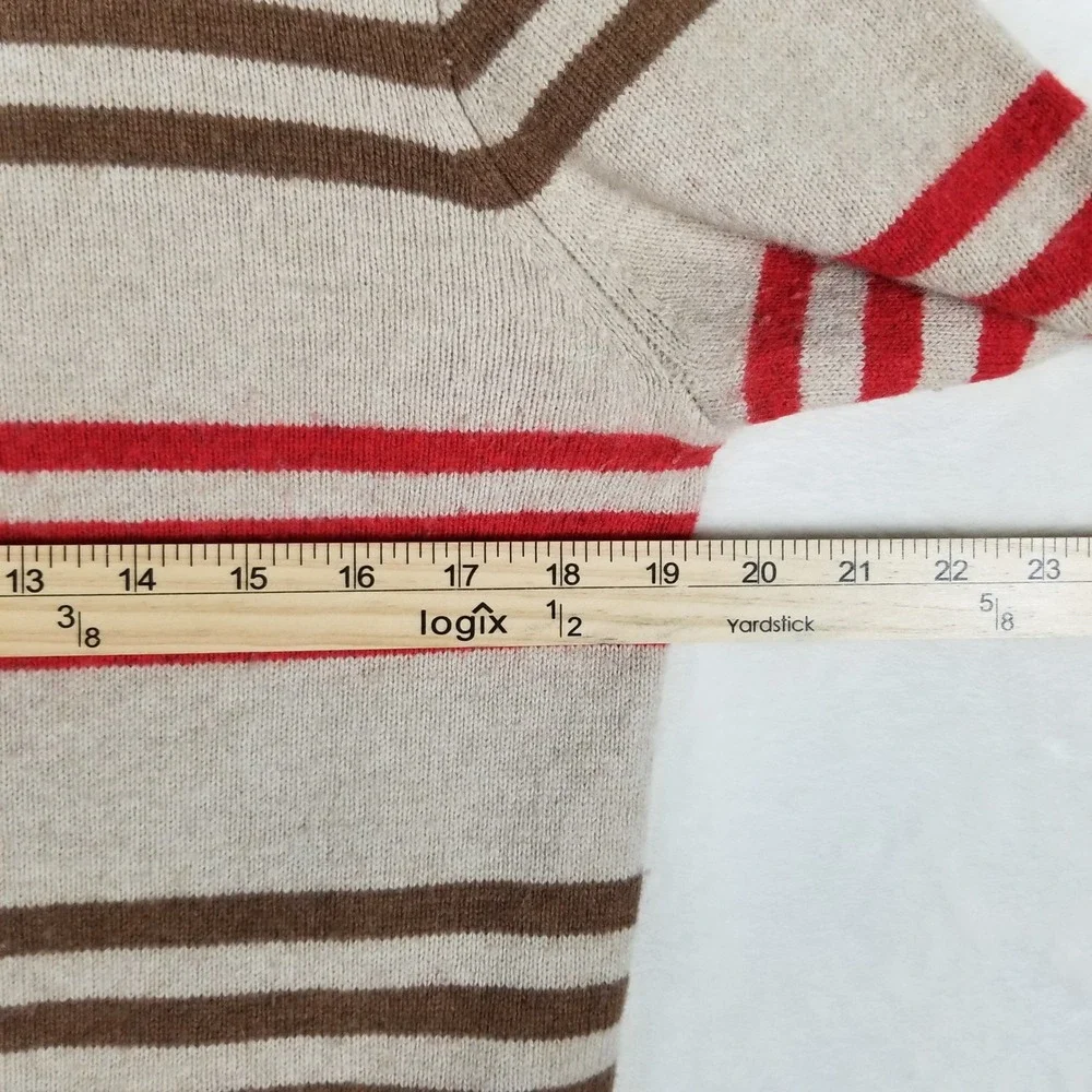 J. Crew Rugged Merino Sweater Mens Small Beige Striped Wool Blend Pullover